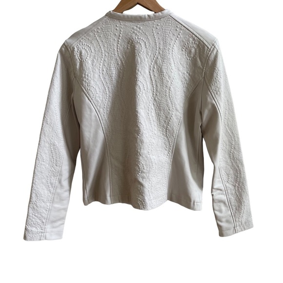 Cupcake and Cashmere White Faux Leather Moto Jacket Size: S - Picture 10 of 11
